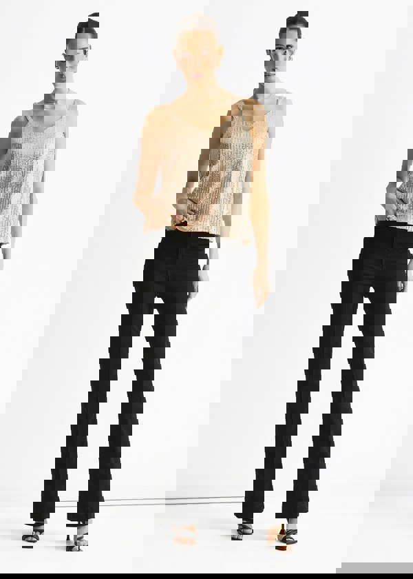 Gini London Champagne Sequin V Neck Cami Top