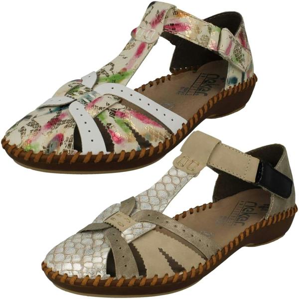 Rieker Ladies Rieker Cut Out Detailed T-Bar Summer Shoes M1650