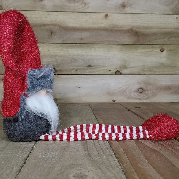 Samuel Alexander 72cm Lit Plush Christmas Gonk with Dangly Legs & Aviator Hat in Red & Grey
