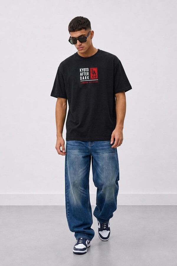 London Attitude Kyoto After Dark Oversized Heavyweight Japanese Graphic T-Shirt