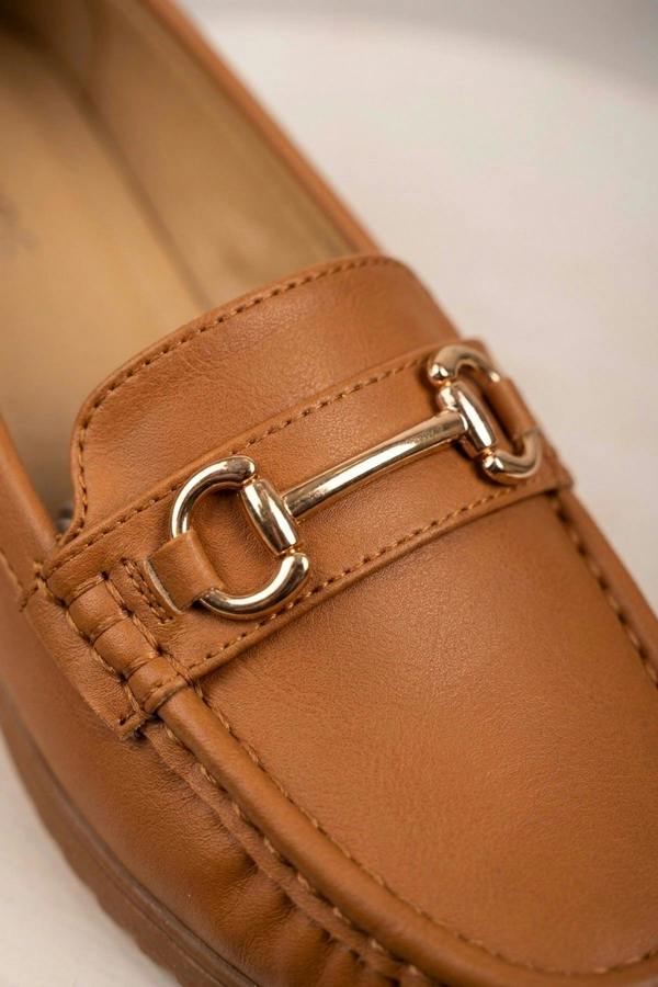 Constance Faux Leather Wedge Loafers - Camel