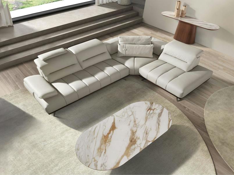 Angel Cerdá Corner sofa in light grey leather 6243/6244