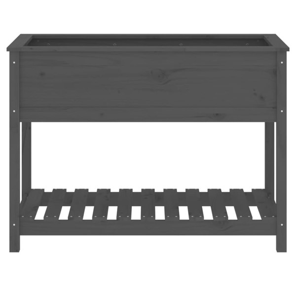 Berkfield Planter with Shelf Grey 111.5x54x81 cm Solid Wood Pine