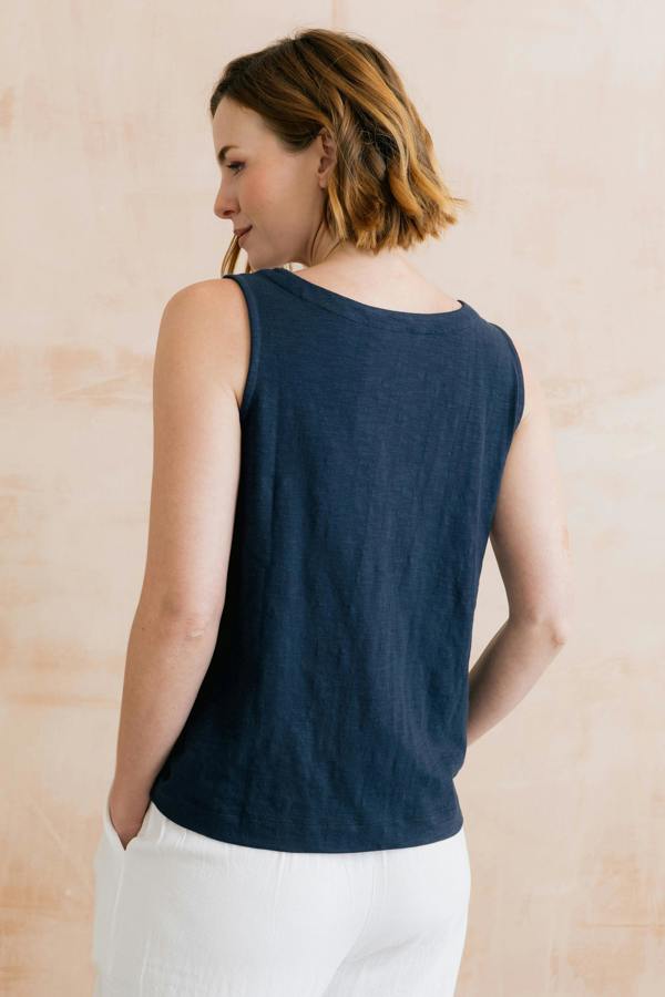 Lily & Me Pier Organic Cotton Jersey Button Vest Navy