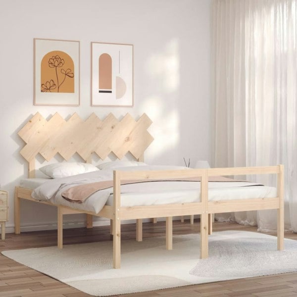 Berkfield Bed Frame with Headboard 140x190 cm Solid Wood