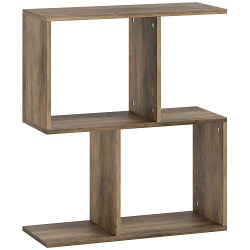 Wyld Haus Tolezi Wooden Oak Narrow S Shaped Side Table With 3 Tier Storage