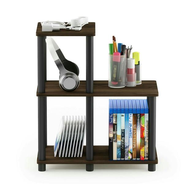 WALPLUS Versatile Turn-N-Tube Accent Decorative Shelf, Columbia Walnut/Black for Entryway