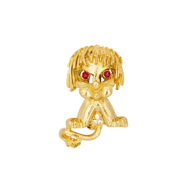 Gold Trip Vintage Chinese Guardian Lion Brooch
