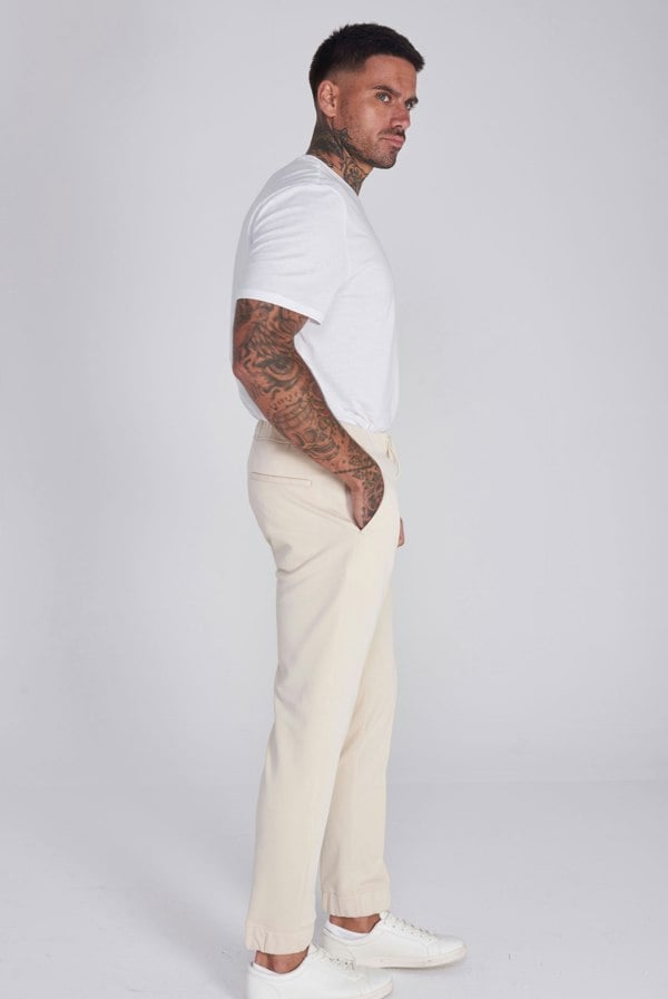 Harry Brown London Gisborne Cotton Trouser in Oatmeal