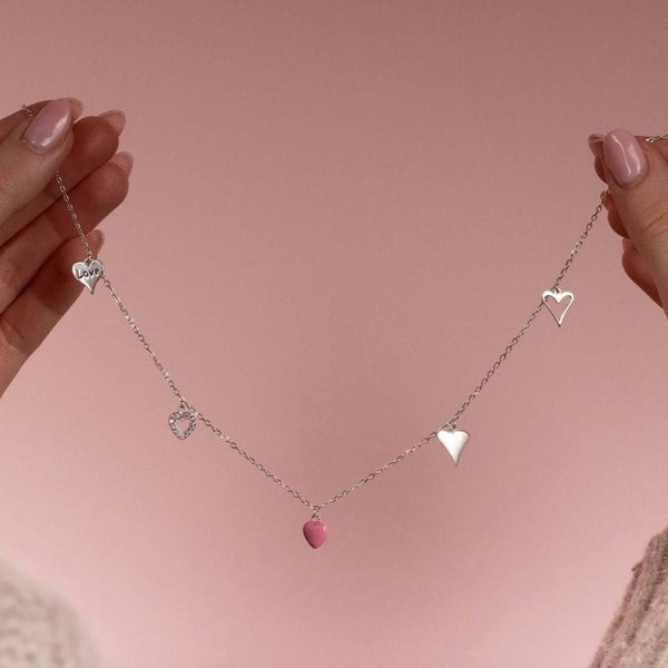 Mylee London Sterling Silver Multi Heart Necklace