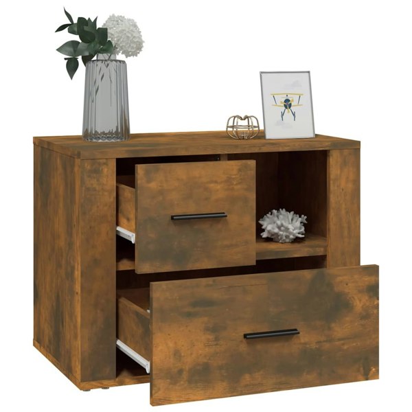 Berkfield Bedside Cabinet Smoked Oak 60x36x45 cm Engineered Wood