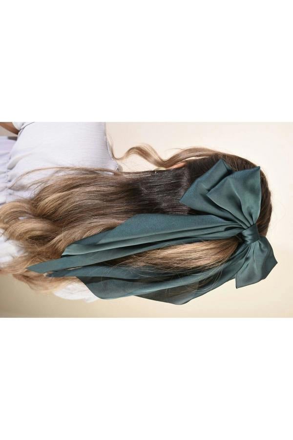 Winona Elegant Big Bow Hair Clips - Green