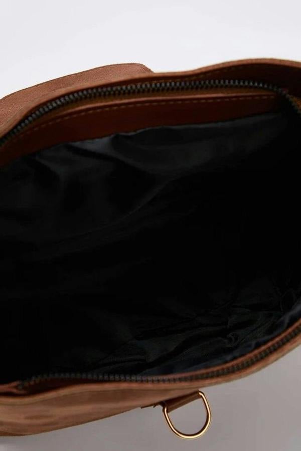 WOVCOR Suede Women's Midi Tote Shoulder Bag with Buckle Detail