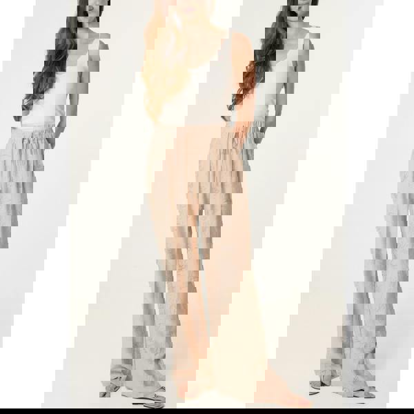 Blue Vanilla Embroidered Pattern Wide-Leg Trousers