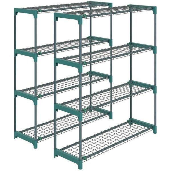 Bobobiy 4-Tier Plant Stand Indoor Outdoor, Set of 2 Metal Plant Shelf with Rack Buckles for Easy Assembly, Flower Display Rack