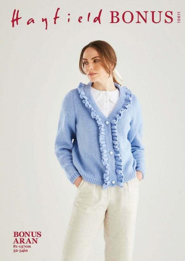 Hayfield Bonus Aran Knitting Pattern 10611, Cardigans for Women, 32 - 54 Inches - Easy