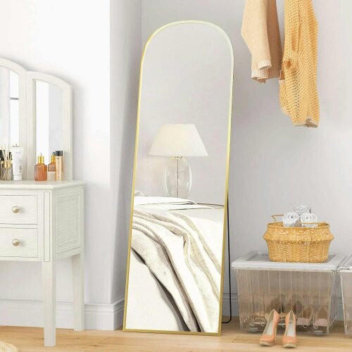 Bobobiy 162cm Aluminium Frame Standing Mirror - Gold