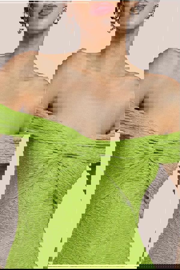 Front Knot Twist  Maxi Dress - Lime Green DR4418