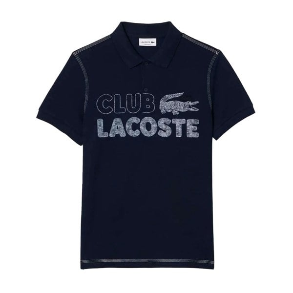 Lacoste Mens Printed Organic Cotton Polo Shirt - Blue