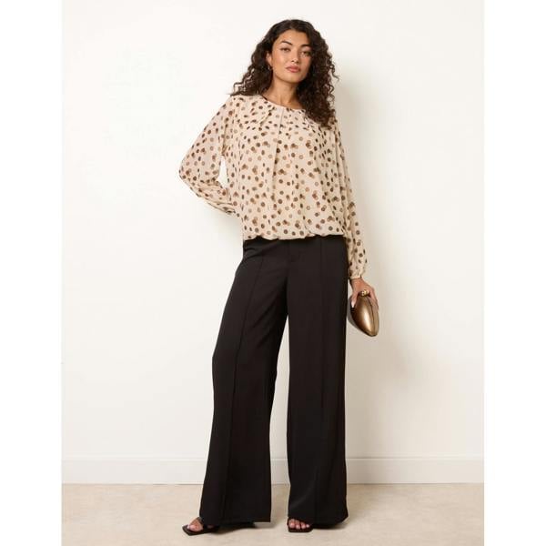 Blue Vanilla Round Neck Shadow Polka Dot Top