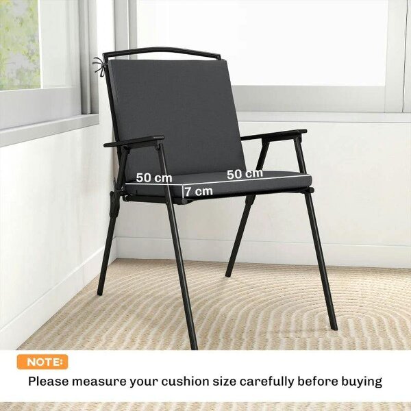 Outdoor Seat Cushions Set of 2 with Ties, Waterproof Garden Seat Pads, Dark Grey