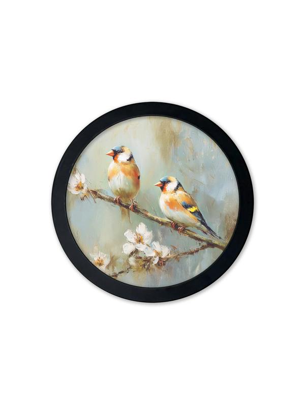Exceptional Art Garden Birds - 30cm Black Round Box Frame