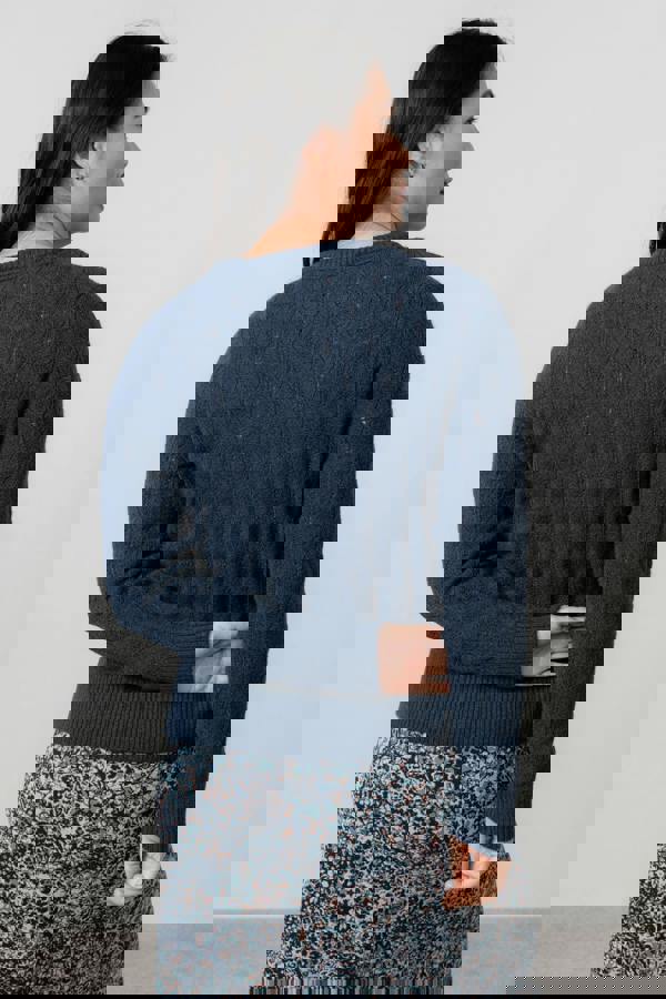 Lily & Me Harefield Pointelle Knit Jumper Navy