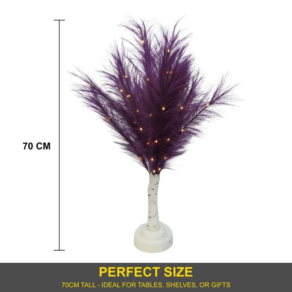 70cm Purple Feather Tree Table Lamp with Warm White LEDs, Decorative Light for Home Styling image 7