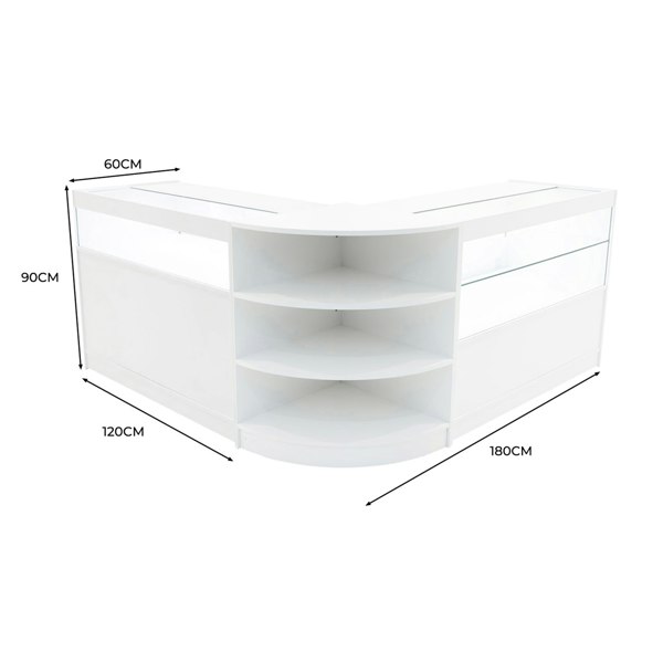 Monstershop Harmonia LED Shop Counter Set B1200, C1200 & LM60 - White