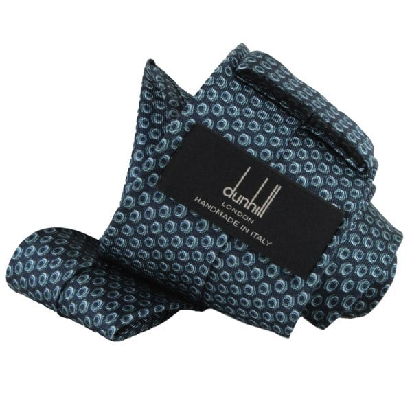 Dunhill hexbolt patterned woven mulberry silk tie