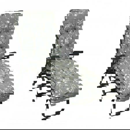 Deluxe Garden Sunbed | Multi-Pattern Reclining Sun Lounger 99cm x 58cm x 115cm Grey Flower (Black Frame) The Garden Furniture Shop