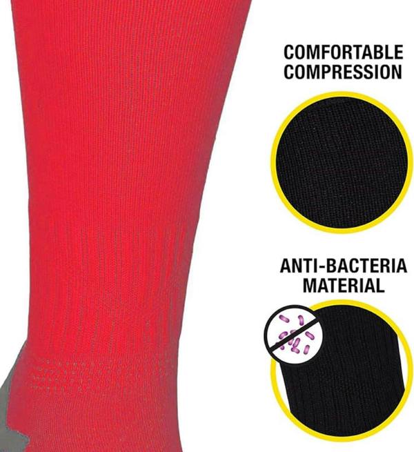 Red Classico sock feature graphic: comfortable compression and anti-bacteria material - Optimum