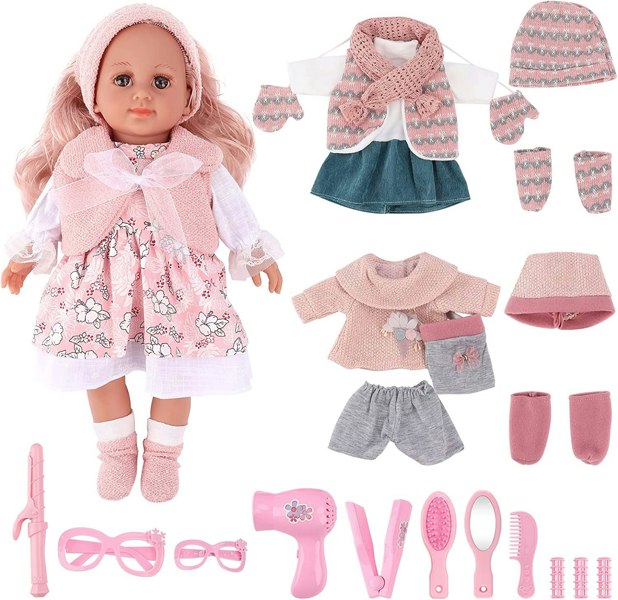 deAO Toys Toys Dress-Up Toy Baby Girl Doll Set