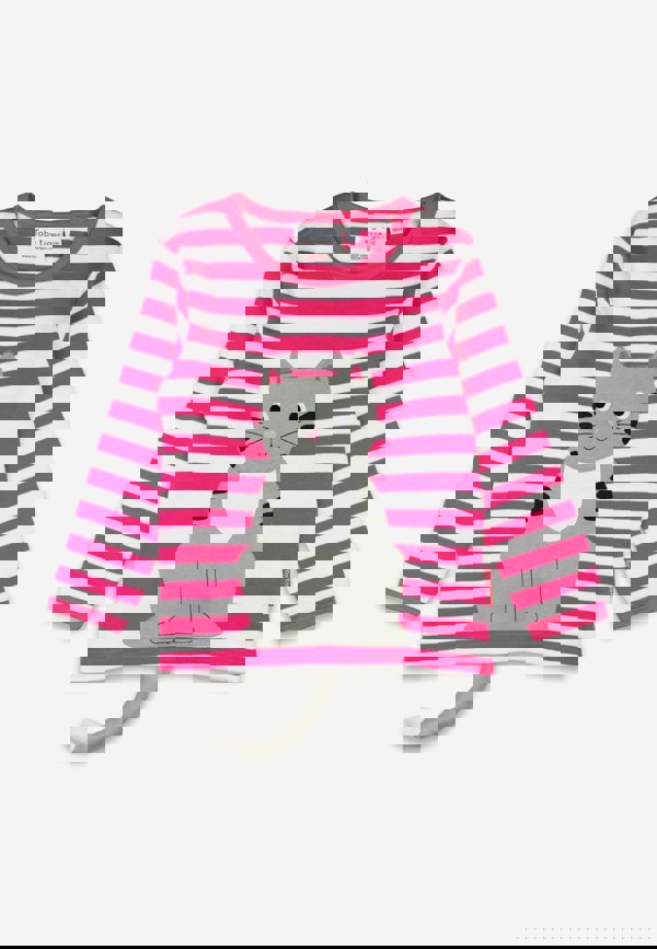 Organic Pink Kitten Applique Long - Sleeved T-Shirt - Toby Tiger