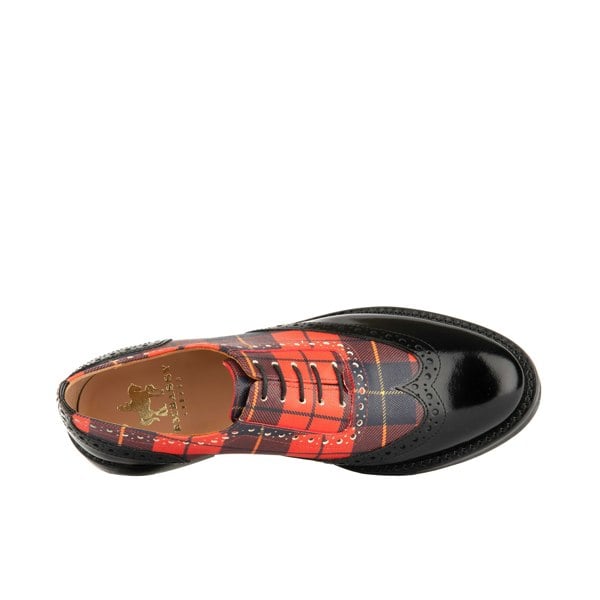 Embassy London Vivienne - Red Tartan - Women's almond toe oxford lace-up in tartan pattern leather