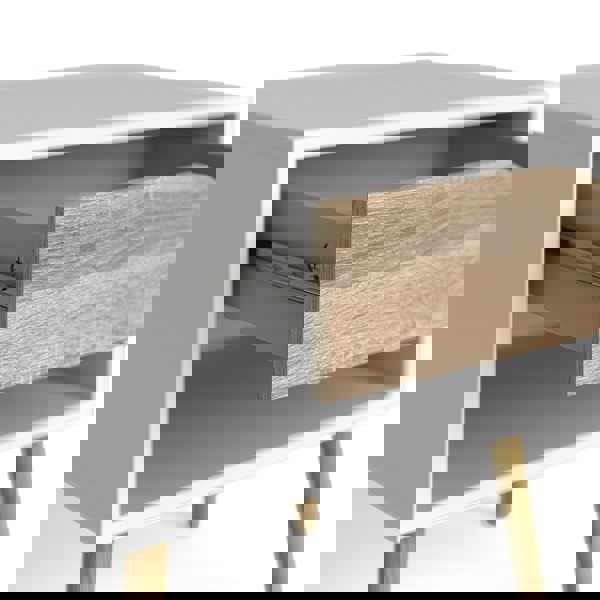 Furniture To Go Oslo Bedside 1 Drawer in White and Oak