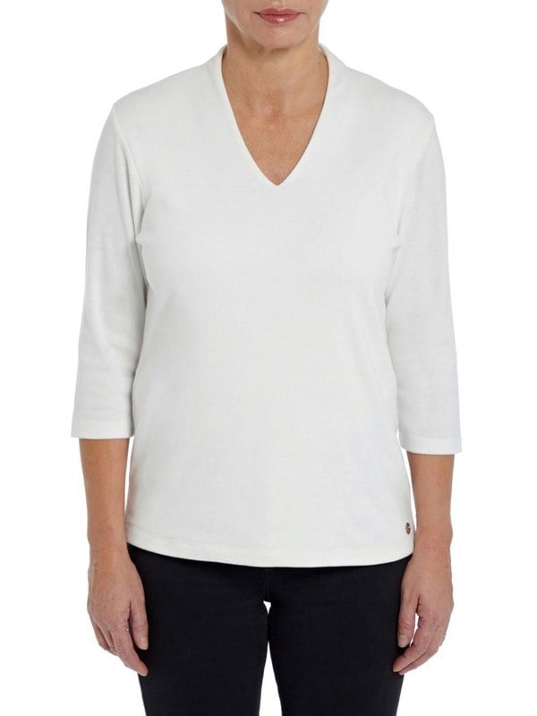PennyPlain High Back V-neck Top - Ivory