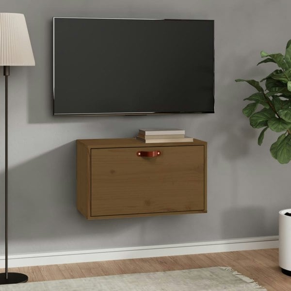 Berkfield Wall Cabinet Honey Brown 60x30x35 cm Solid Wood Pine