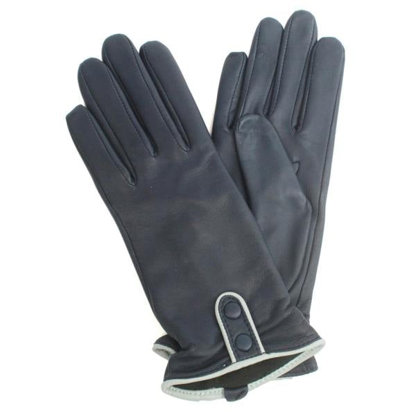 Eastern Counties Leather Womens Poppy Leather Winter Gloves - Navy/Grey