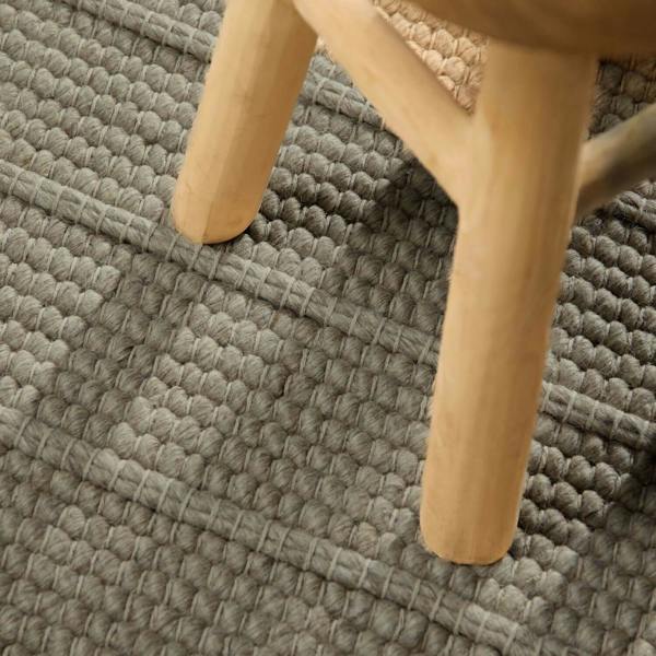 Camden Wool Parker Rug Grey, heat-insulting, striped textured design.