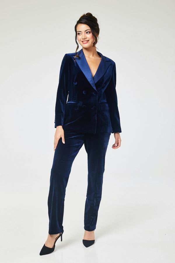 LuvForever Eliana - Navy Velvet Blazer & Trouser Suit