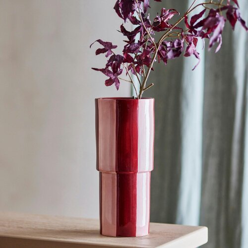 Love Frankie Ruby & Rose Striped Stoneware Vase