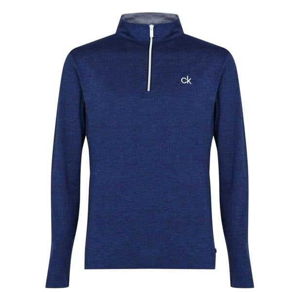 Calvin Klein Mens Albany Half Zip Golf Sweatshirt - Navy Marl - 