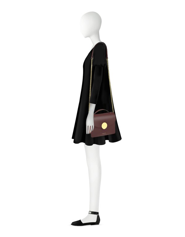 Le Parmentier New Ondina Top Handle Shoulder Bag - Dark Cherry