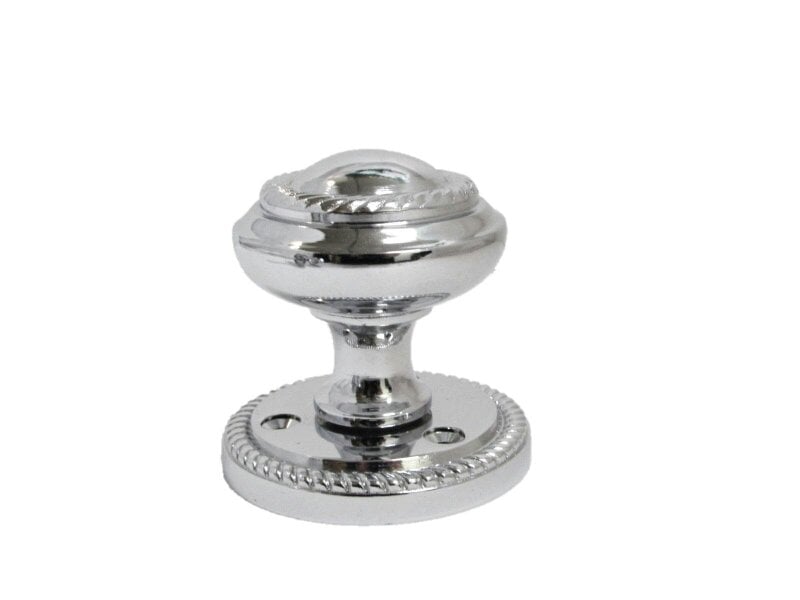 EDH Door Hardware Polished Chrome Georgian Round Door Knobs with Tubular Latch – 1 Pair