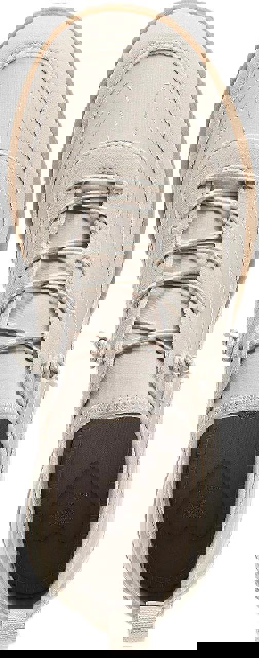 Rocket Dog Ruby Womens Casual Slip On Elastic Trainers, top view of beige sneaker with rounded toe and lace-up closure.