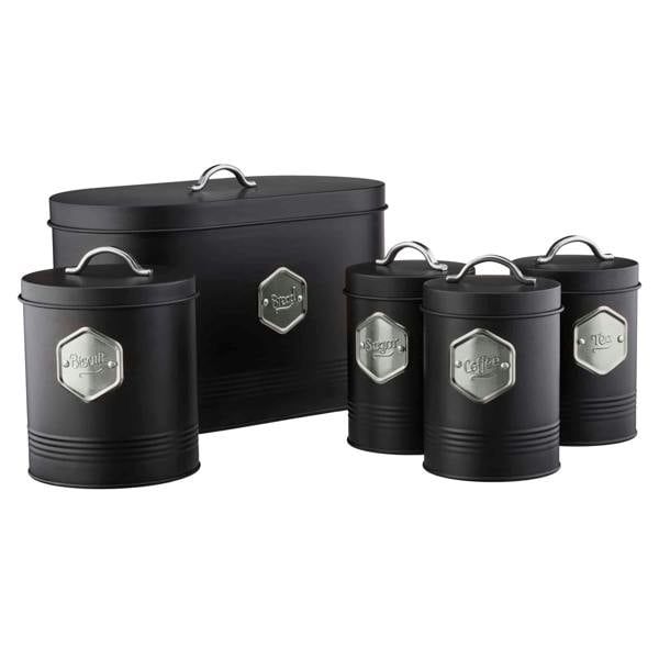 Cooks Professional 5 Piece Kitchen Storage Set | Black / Silver