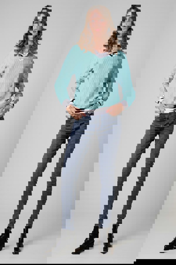 ENORSIA Womens V-Neck Herringbone effect sweatshirts