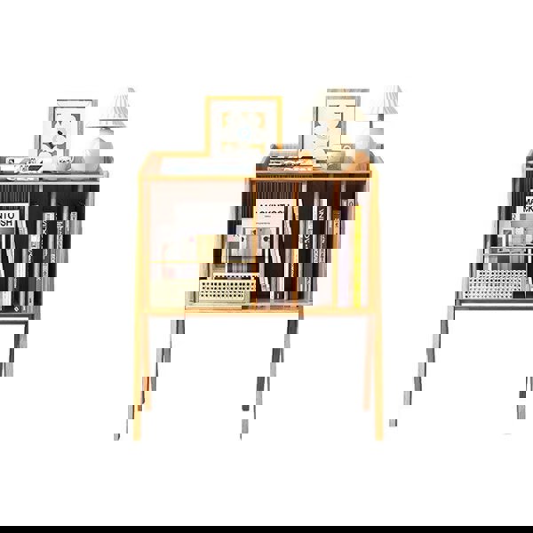 Calvin Side Table with Mini Book Storage with slim bathroom cabinet