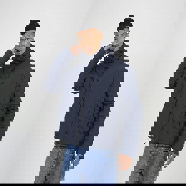 Brave Soul Navy Padded Hooded Jacket - Navy Image 1